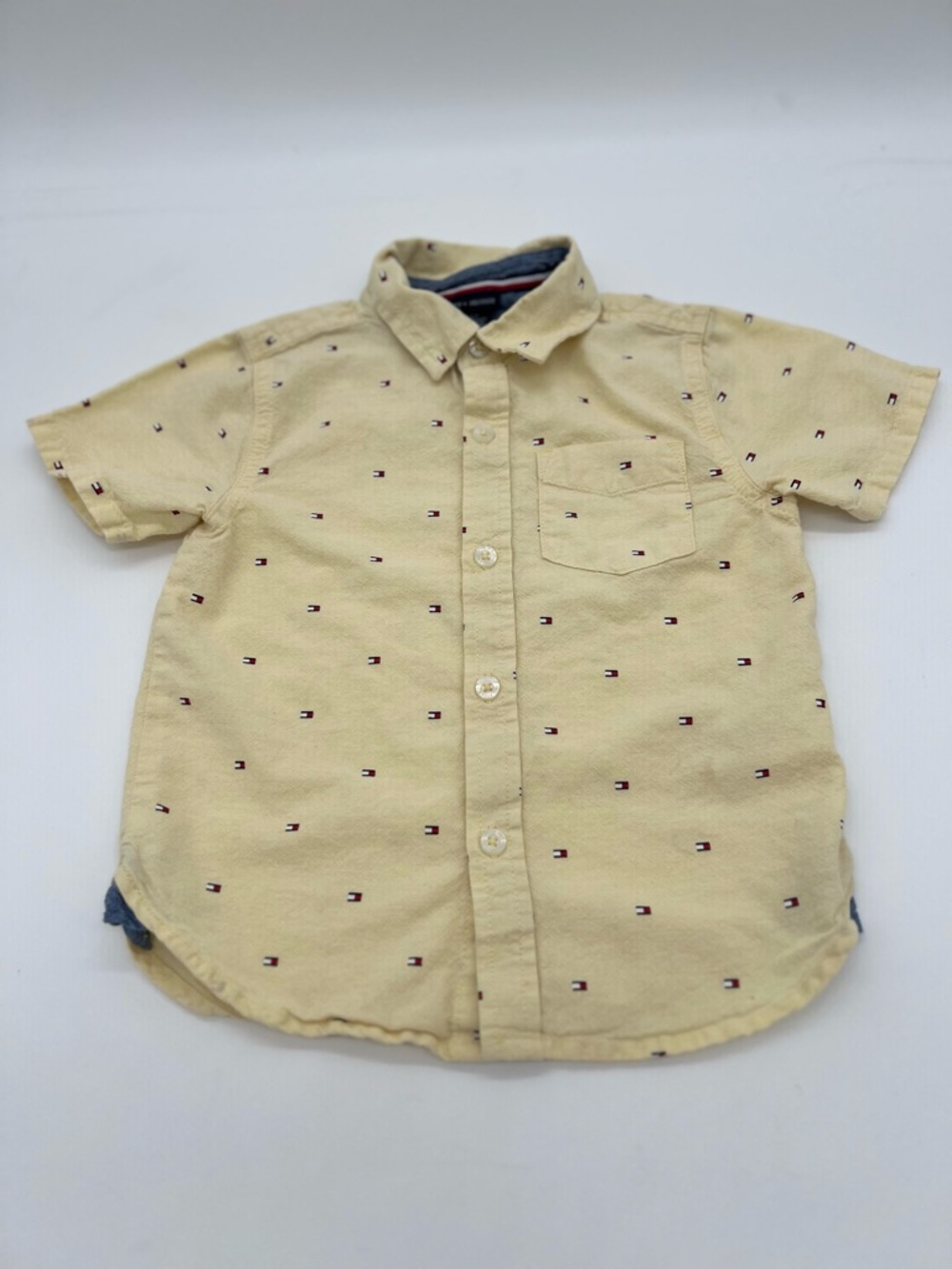 Tommy Hilfiger Shirt Boys Yellow 3T Button Up 100% Cotton